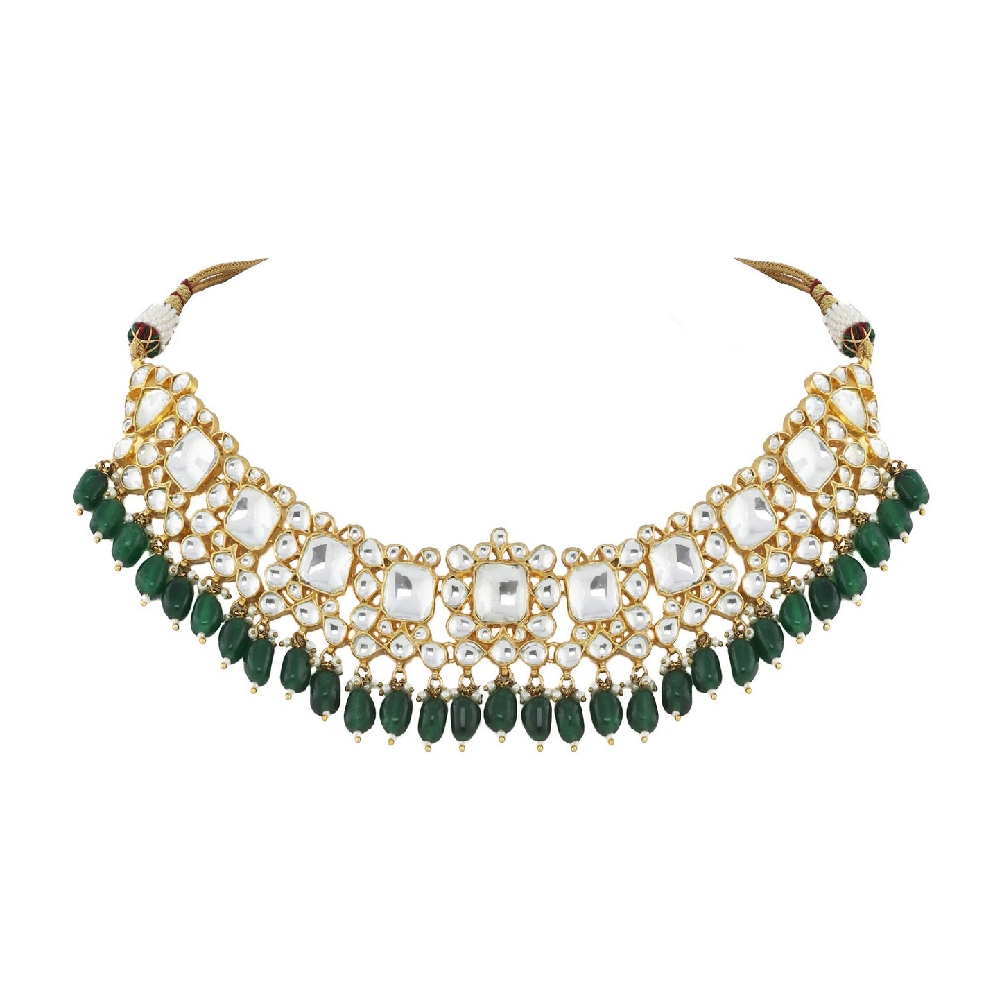 Simple necklace set of jadtar, pearls and beads
