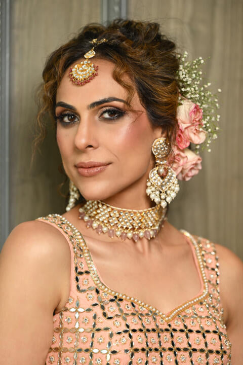 Gold Plated Faux Pearl And Stone Earrings