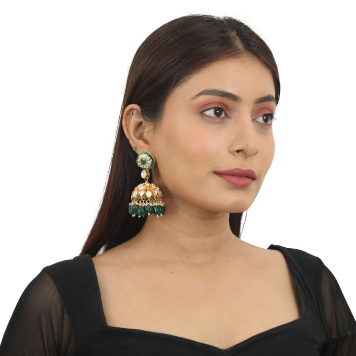 Green Meenakari Double Layered Necklace Set