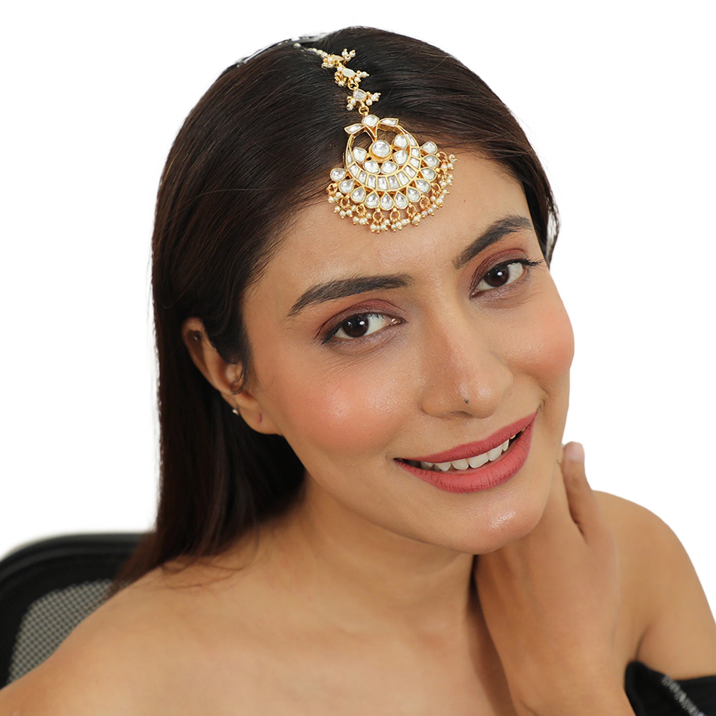 Wedding Wear White Jadtar Stone Tikka