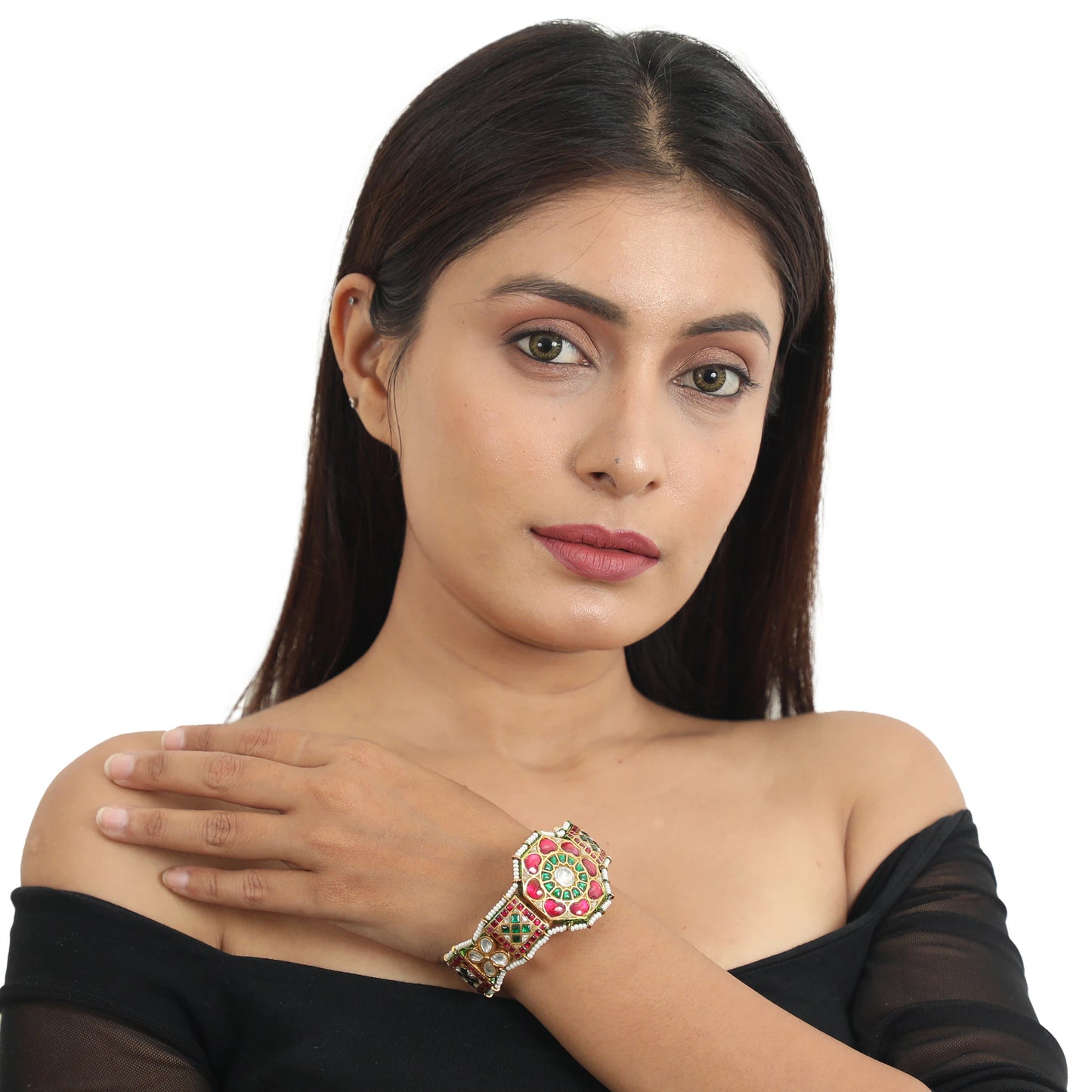 Rajwadi Kadaa With Traditional Mina Work And Floral Design (Single)
