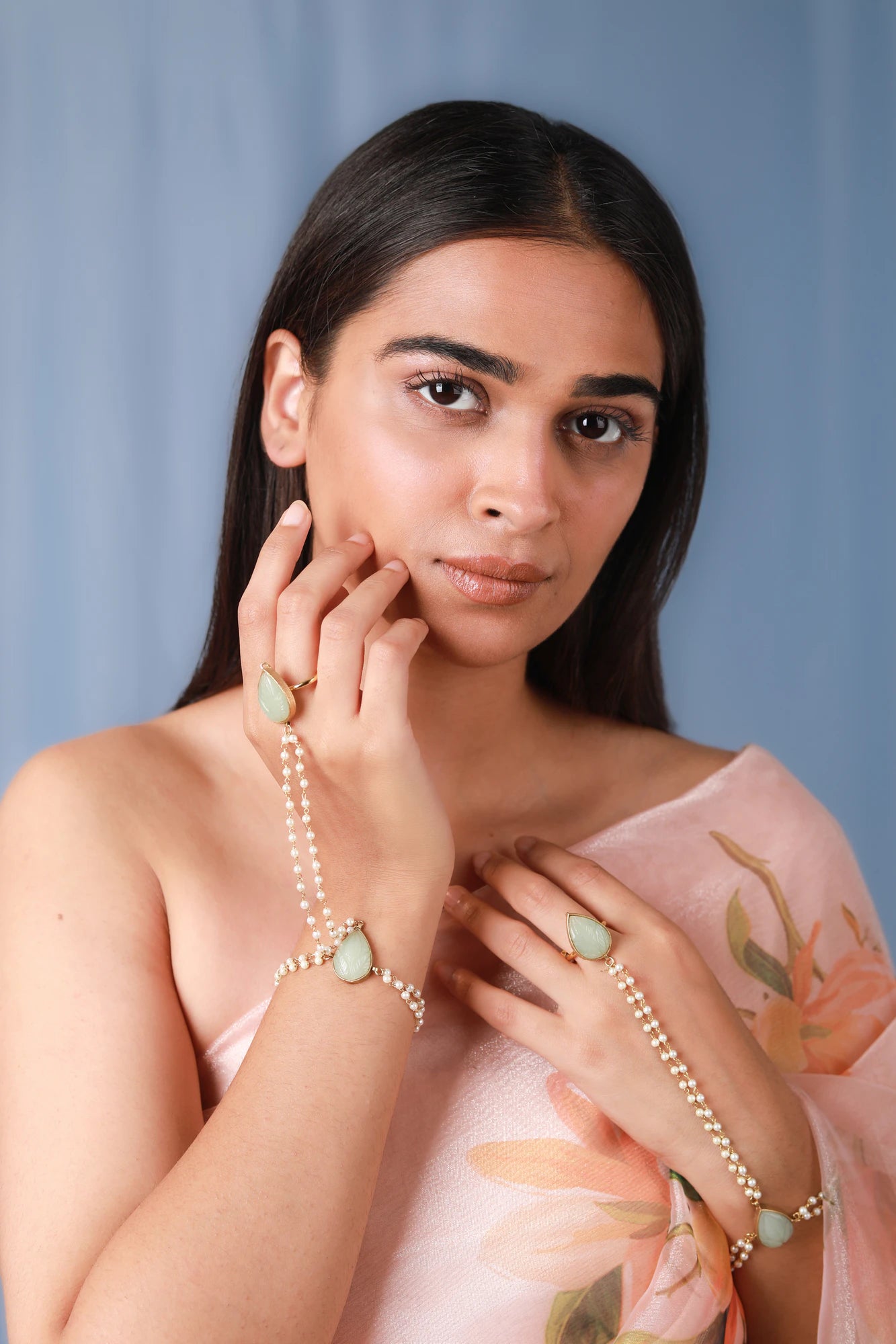 Pearl Hathphool,panja,hand harness,Indian jewellery