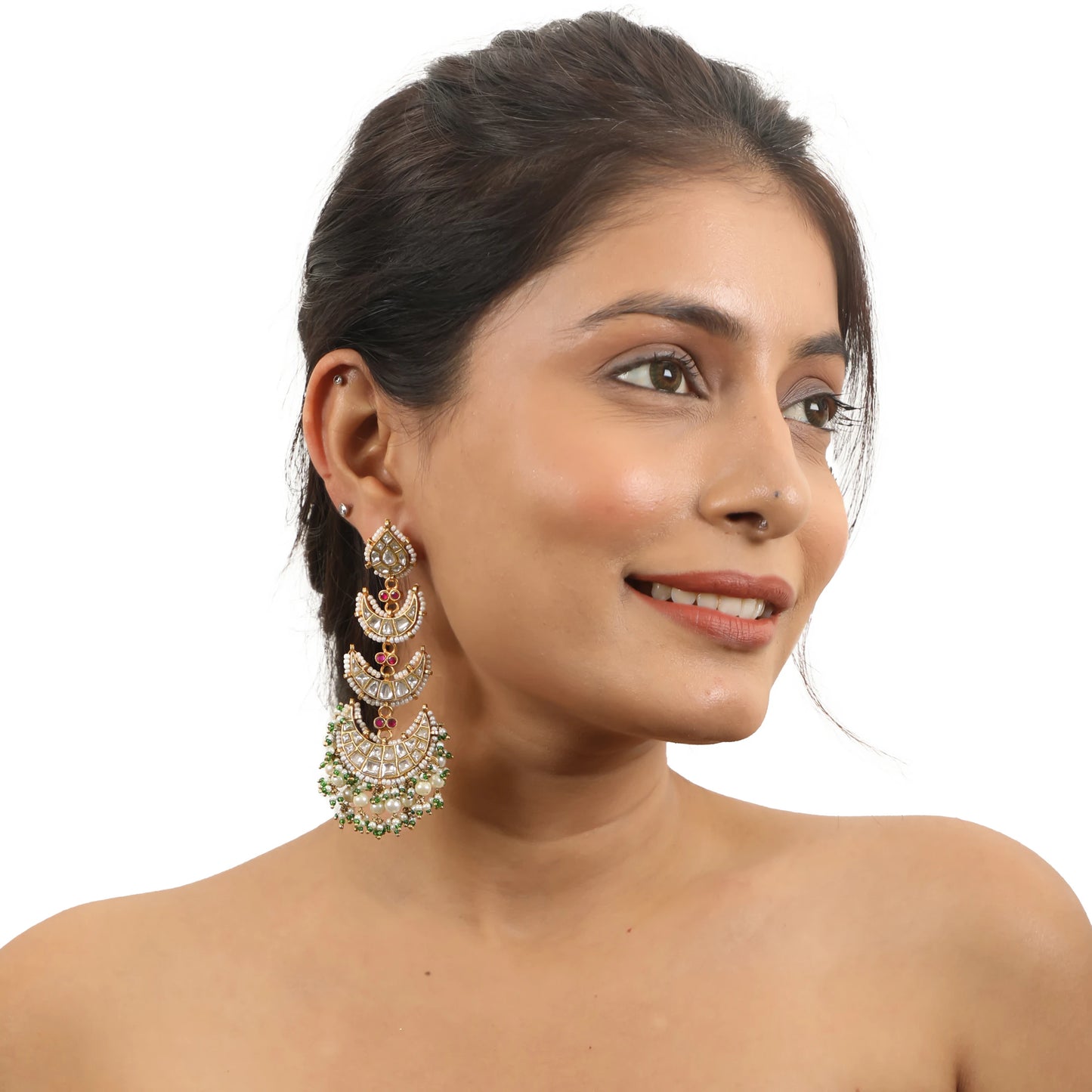 Indian Traditional Wear Pink Wedding Special Chandbaali