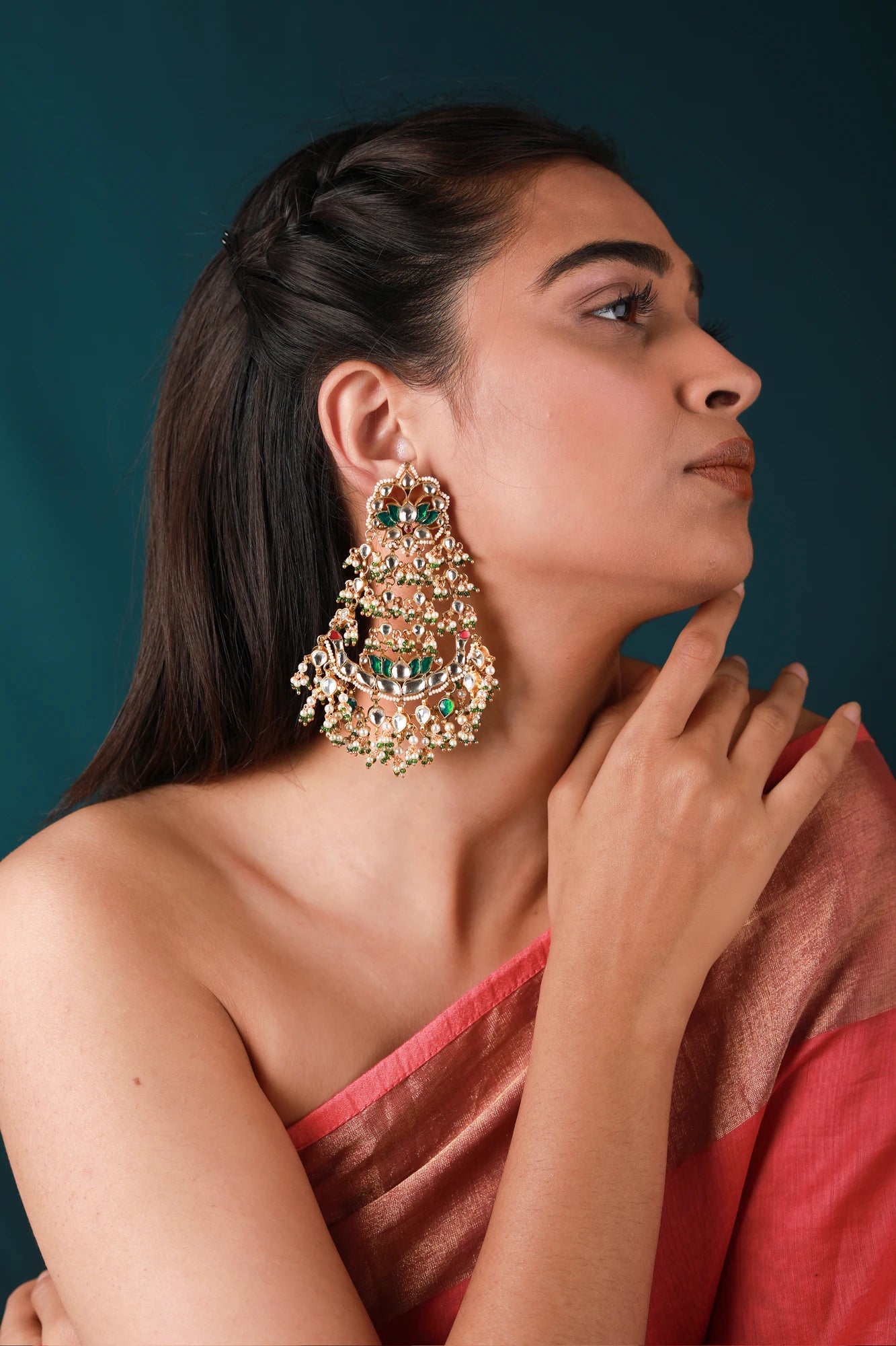 Gold plated multicolor ethnic wear earrings