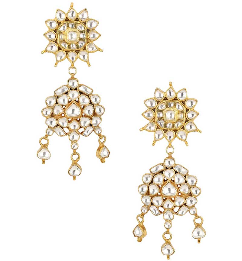Gold Finish Jadtar Stone Earrings