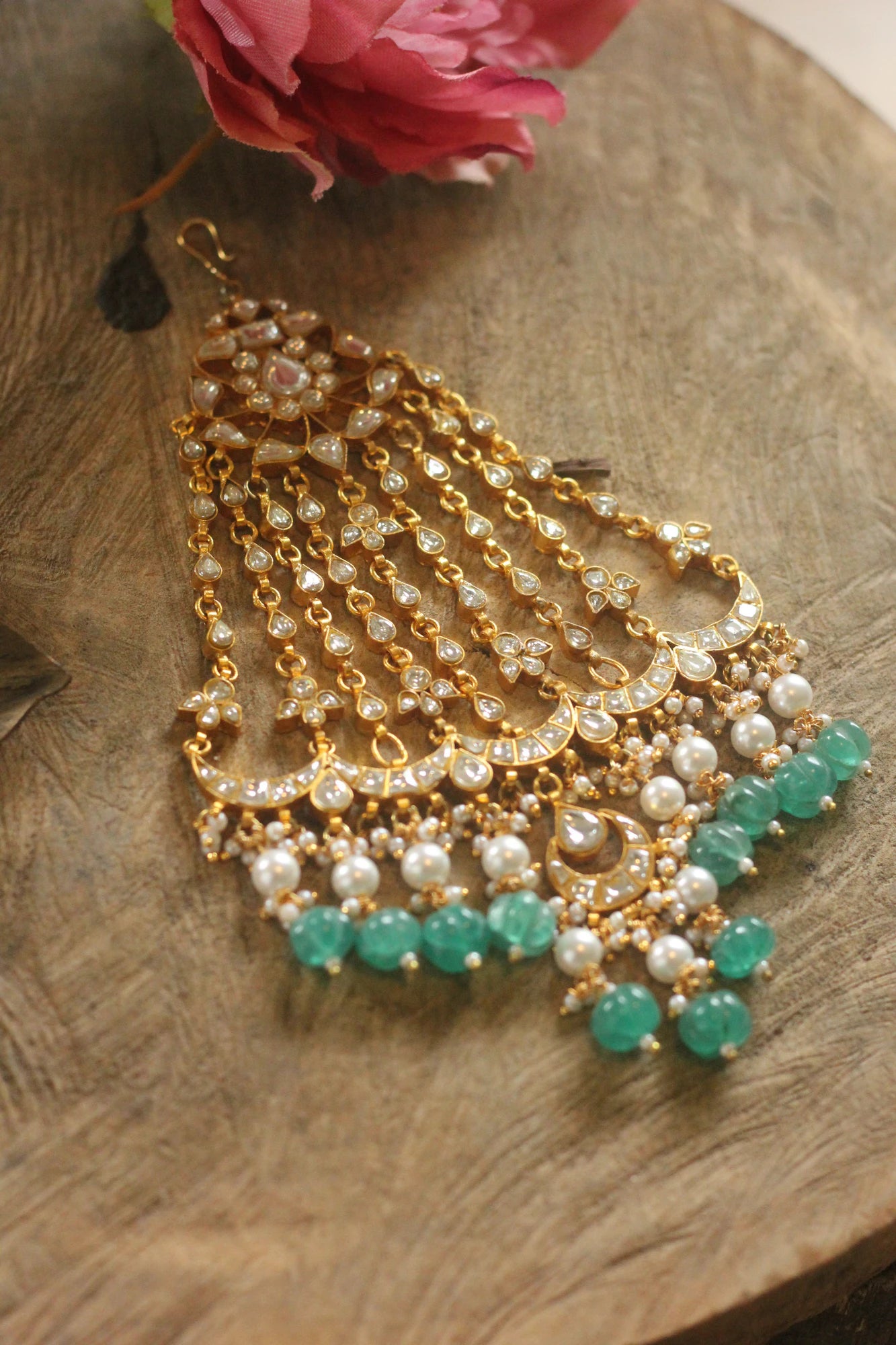 22kt Gold plated traditional handcrafted green passa