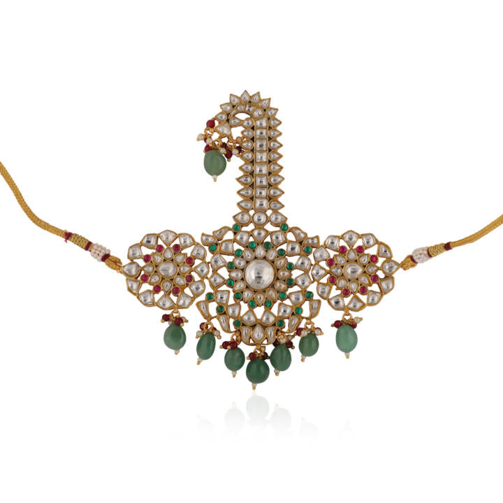 Pink And Green Three Layered Jadtar Kilangi