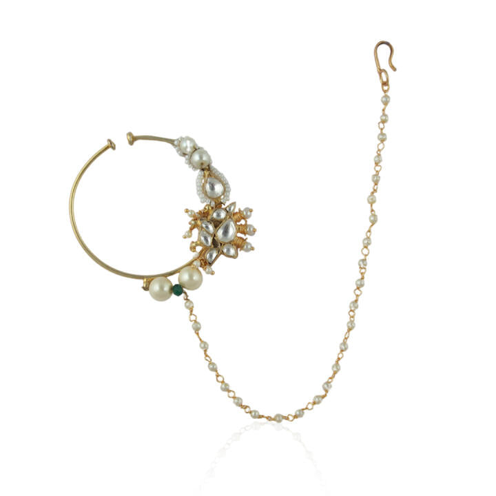 White Pearl Flower Work Nath