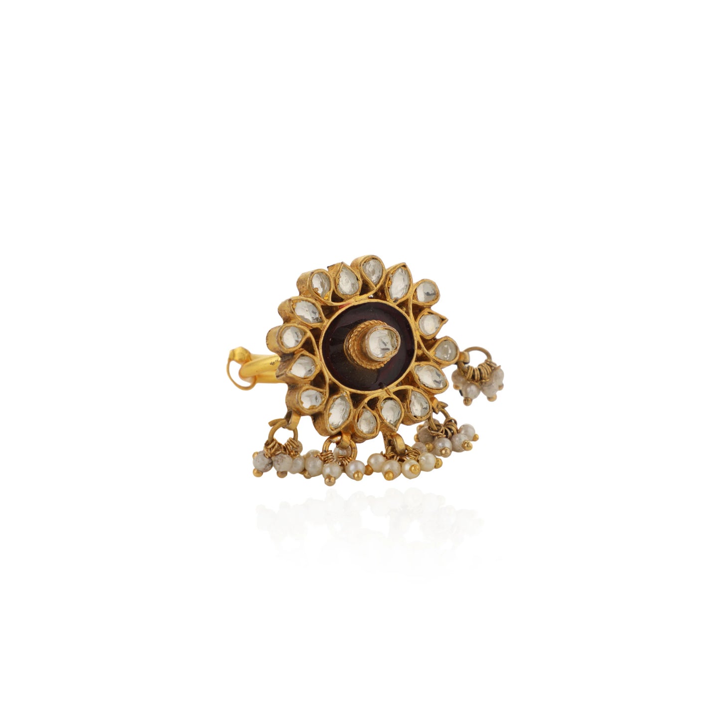 Brown Minawork Ring With White Hangings