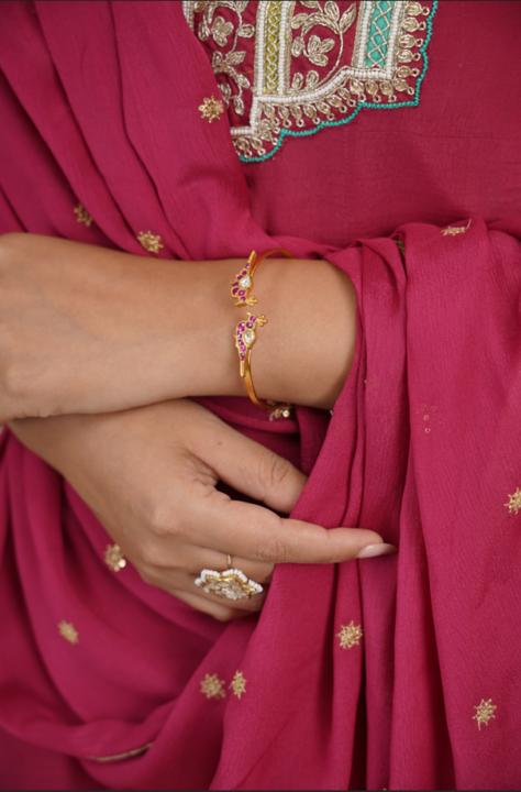 Peacock Design Gold Plated Kada For Girls And Womens