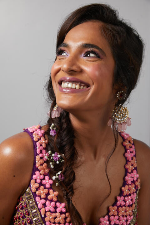 Light Pink Beads White Jadtar Chandbaali