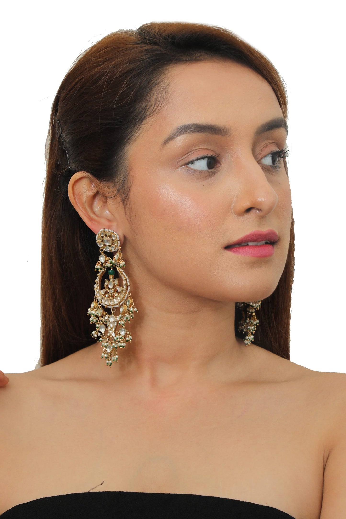 Three Layered chaand shape necklace set