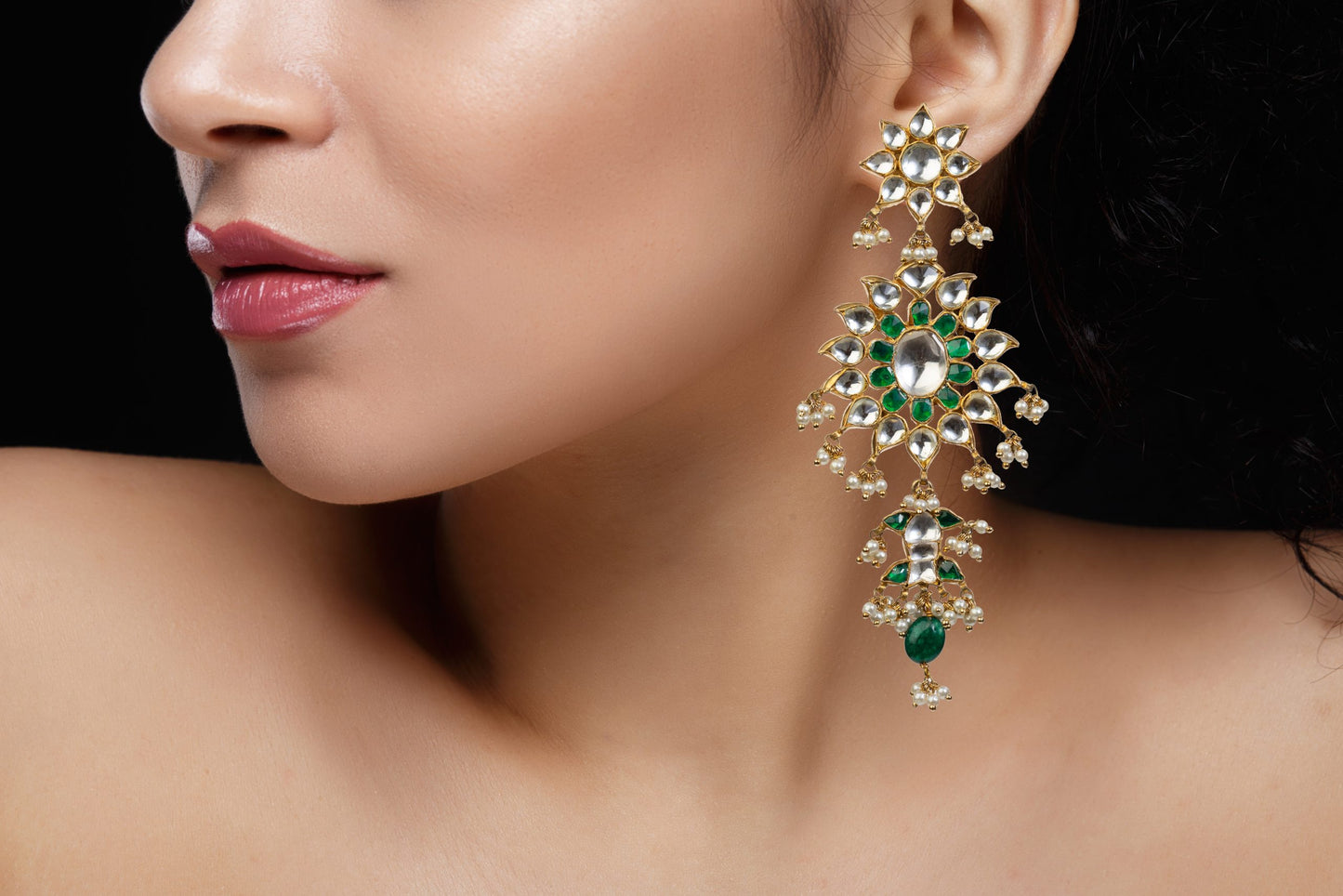 Bridal Necklace Detailed with jadtar stones and beads