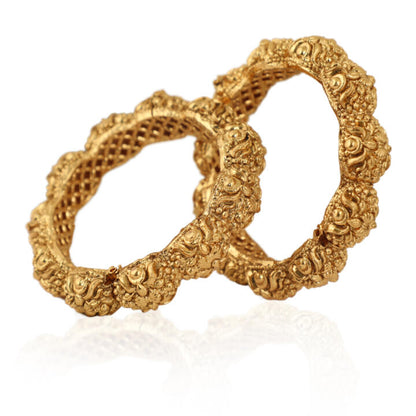 Fluffy Goldenm Gajra Style South Indian Kada (Pair)