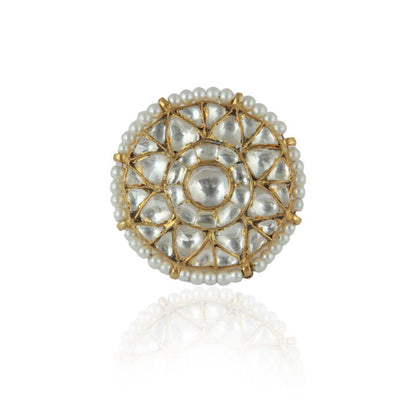 Jadatr Stone Ring With Pearl Border