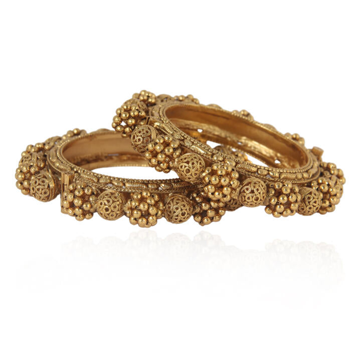 Golden Kada  With Round Golden Work (Pair)