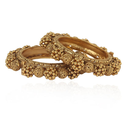 Golden Kada  With Round Golden Work (Pair)