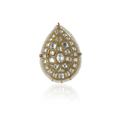 White Moti With Jadtar Stone Ring