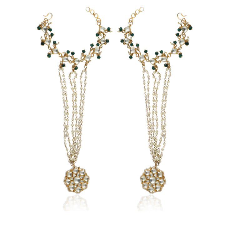 Flower Ring Hathful With Pearl Strings(Pair)
