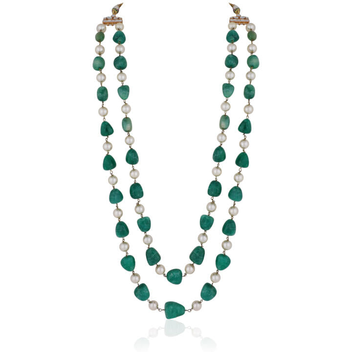 Sea Green With White Pearl Maala