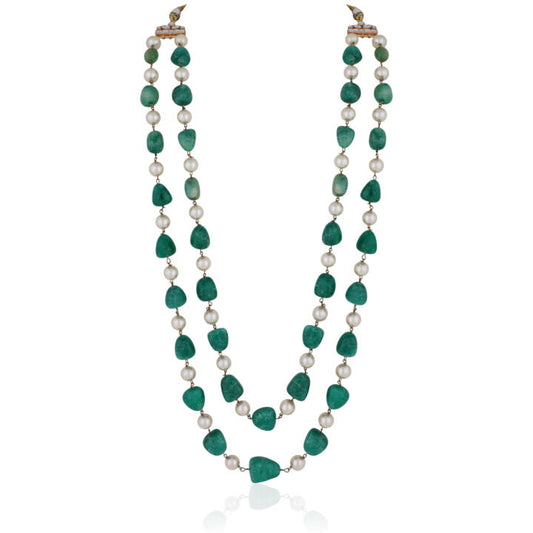 Sea Green With White Pearl Maala