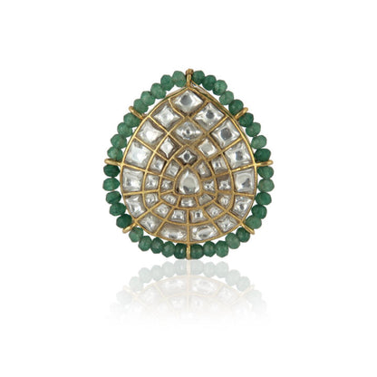 White Jadtar Stones Sea Green Ring
