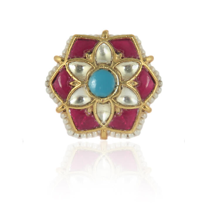 Pink White And Blue Stone Ring