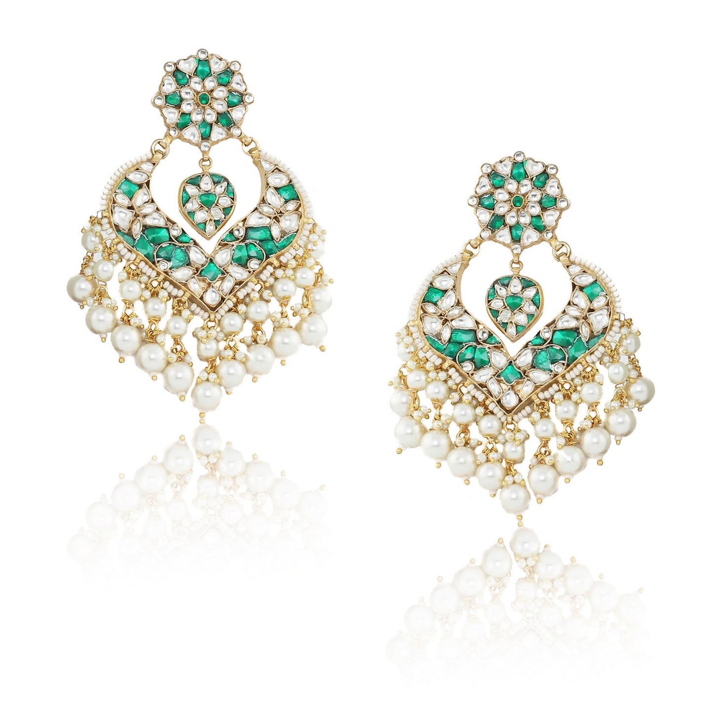 Gold Plated GREEN AND WHITE NECKLACE SET