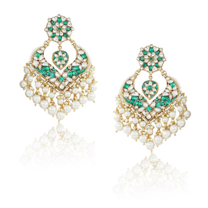 Gold Plated GREEN AND WHITE NECKLACE SET