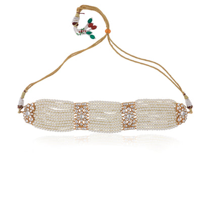 Glamorous White Pearl Choker With Studs