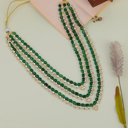 Indian Handcrafted jade beaded with jadtar stone Necklace maala for women pearl stone necklace