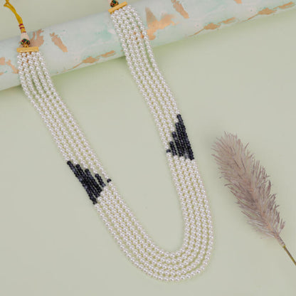 White pearl Blue Beaded Traditional wear maala for Women