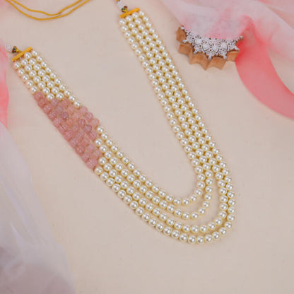 Light Pink beaded with white pearl festival wear maala for men