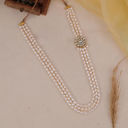Elegant white long pearl maala for Men sherwani maala