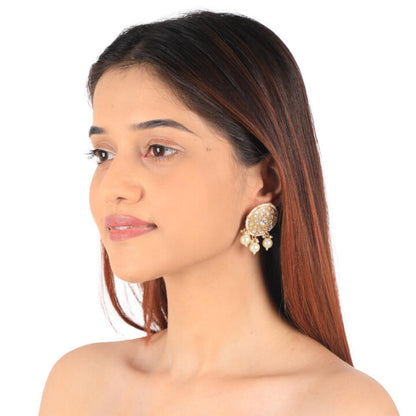 22 Kt Gold Plated White Pearl Handcrafted Choker Necklace Set