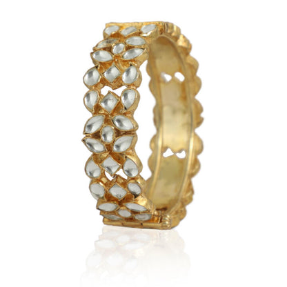 Plain White Jadtar Stone Bangles(Single Piece)