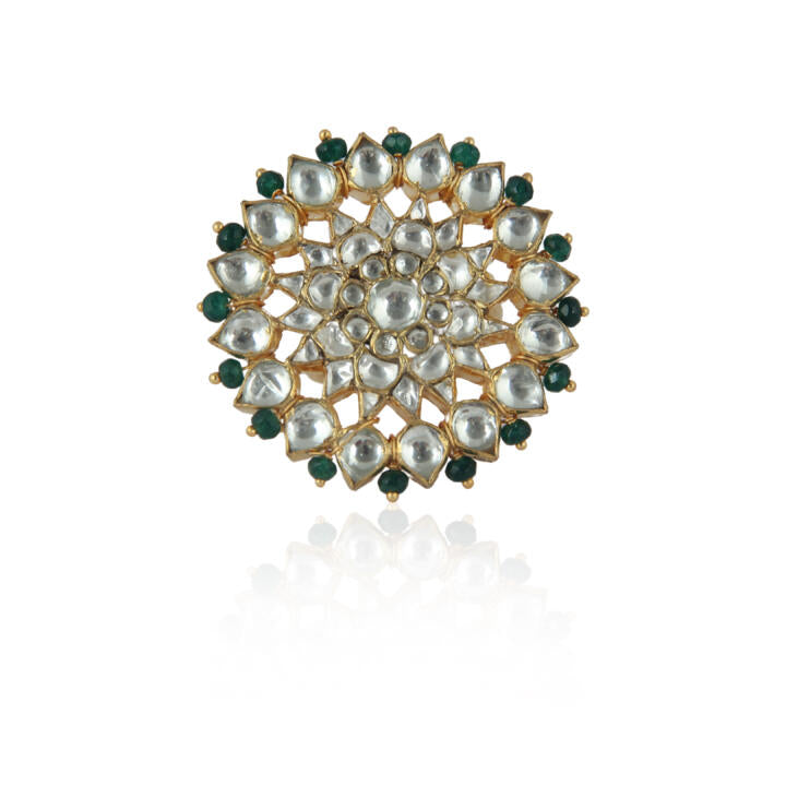 White &Dark Green Ring