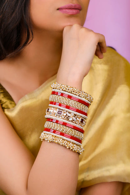 Bridal bangle set with pearl bangles
