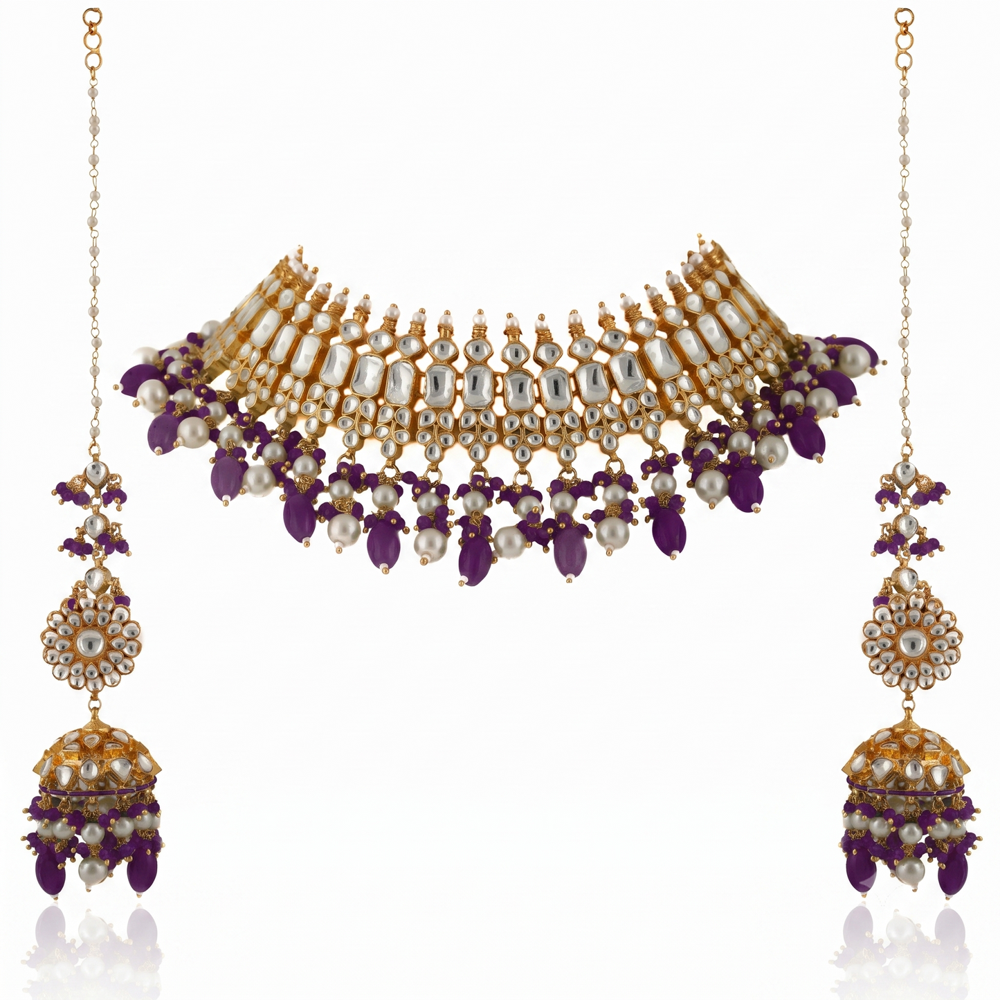 Riana gold plated Festive wear Necklace set