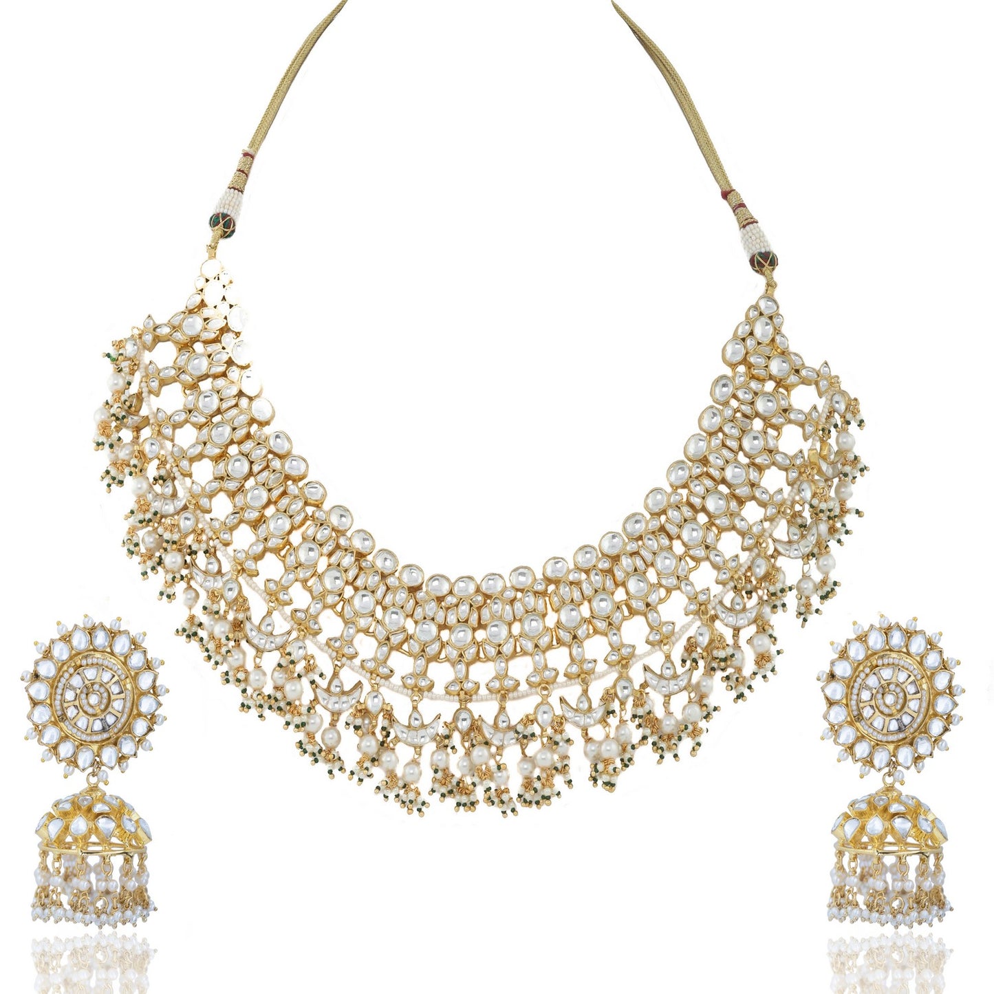 White Stone Diamond Jadtar Bridal Necklace Design
