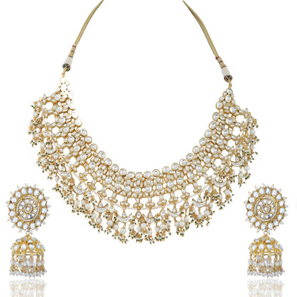 White Stone Diamond Jadtar Bridal Necklace Design