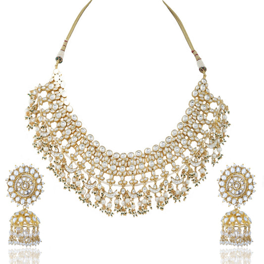 White Stone Diamond Jadtar Bridal Necklace Design