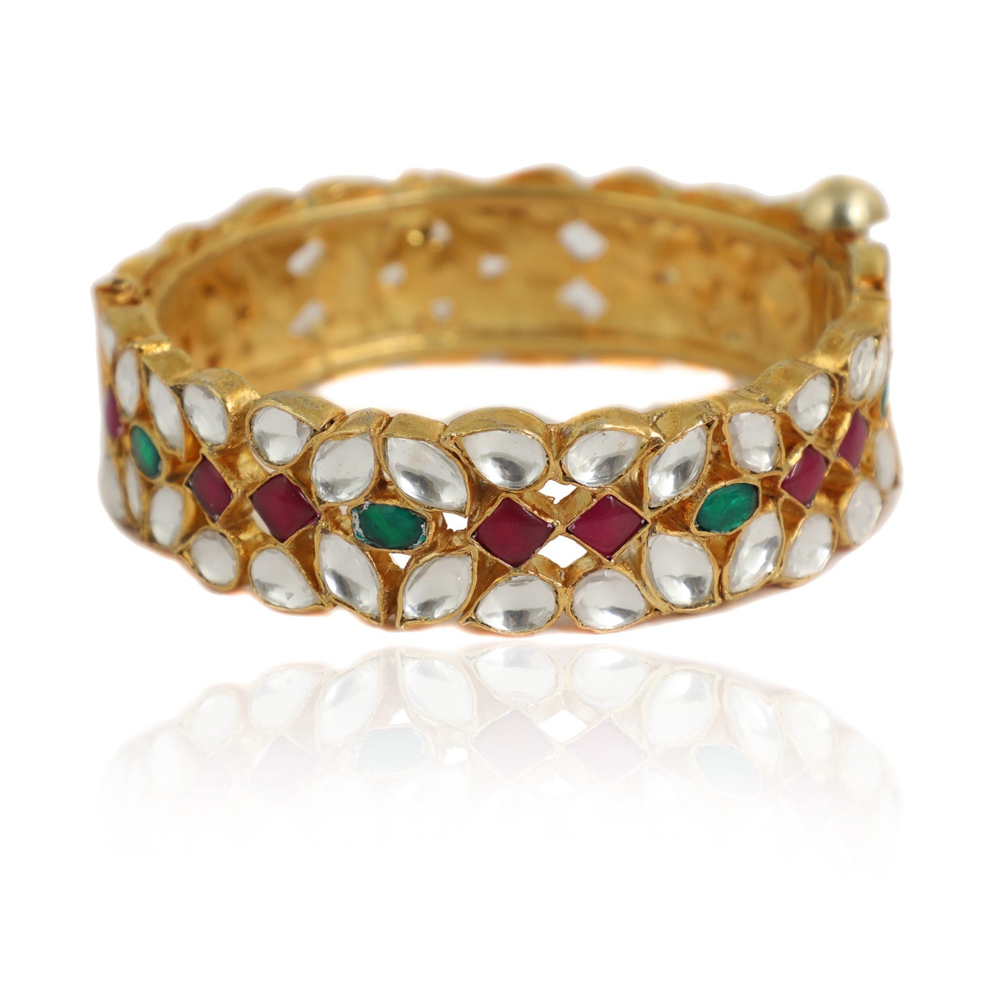 PINK AND GREEN JADTAR STONE BANGLES (SINGLE PEICE)