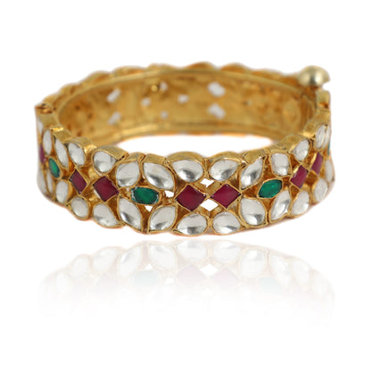 PINK AND GREEN JADTAR STONE BANGLES (SINGLE PEICE)