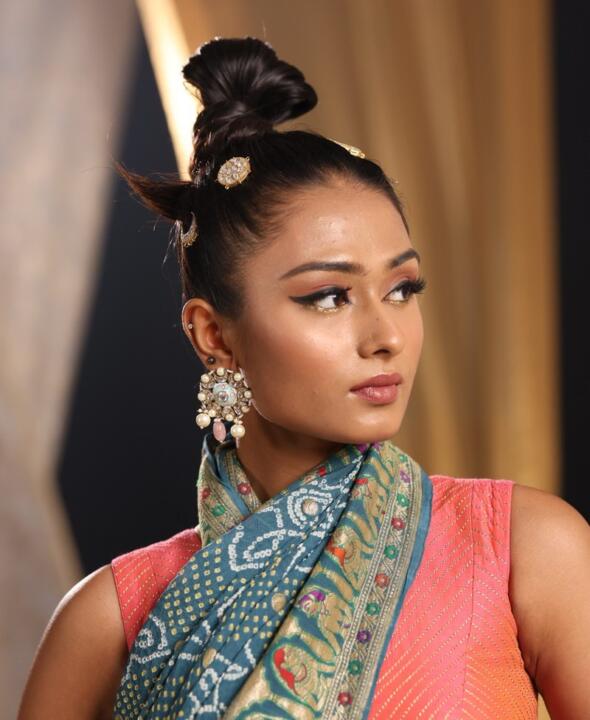 Firozi Meenakari Earring With Pink Drop