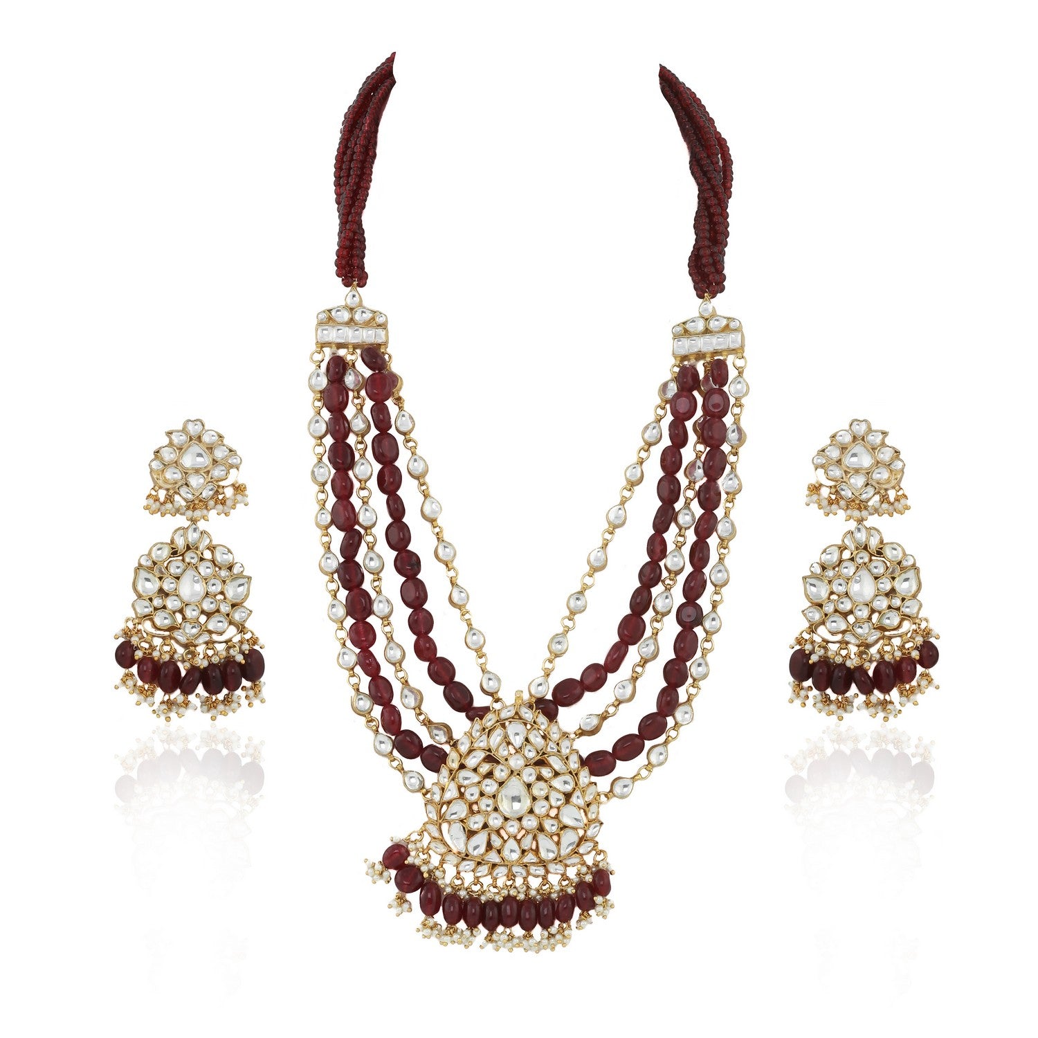 Brown Color Heavy Jadtar Necklace Design