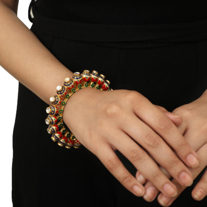 Big Round Multicolour Meenakari Work Kada (Pair)