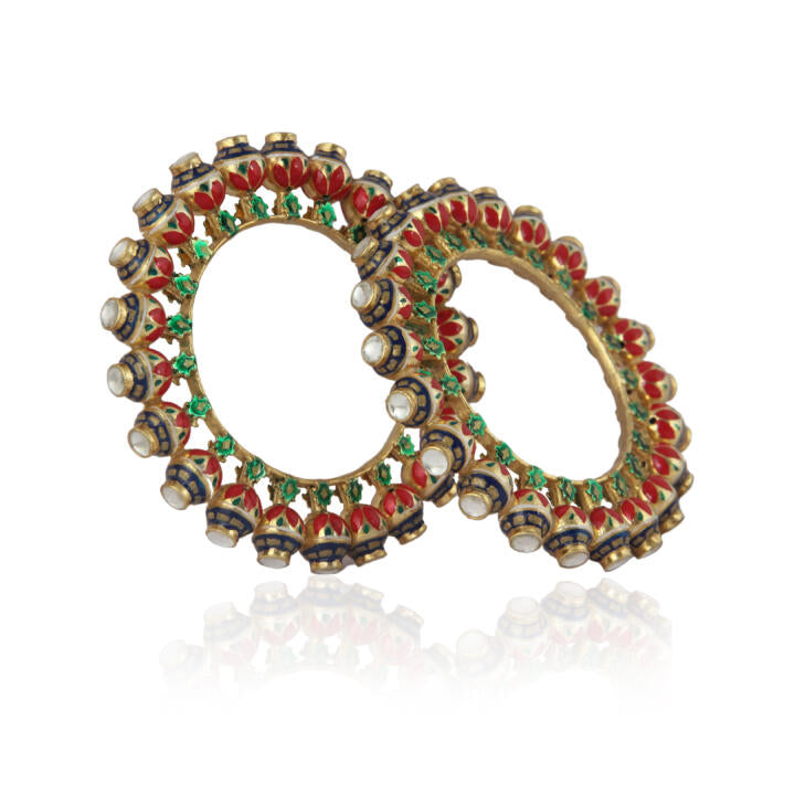 Big Round Multicolour Meenakari Work Kada (Pair)