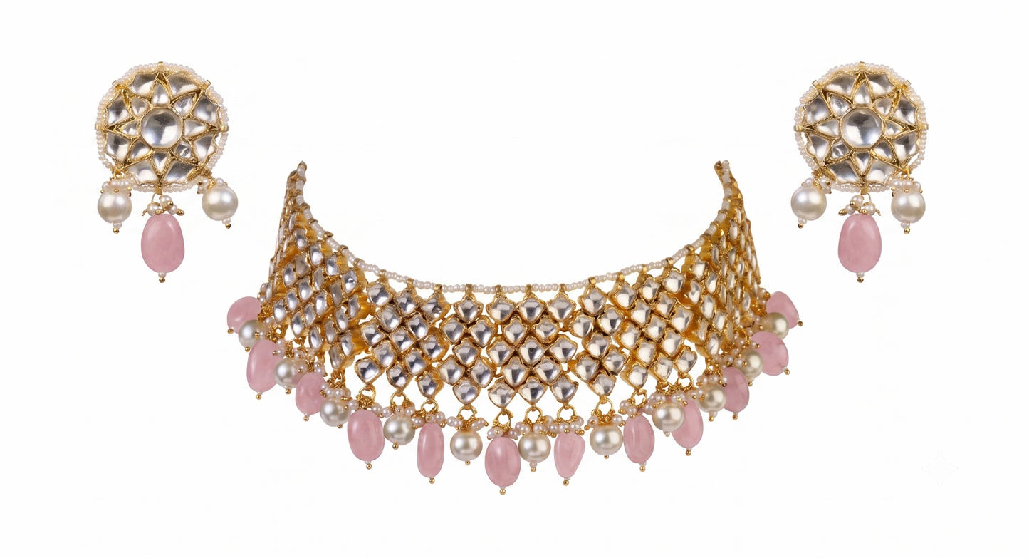 Gold Plated Choker Necklace Set