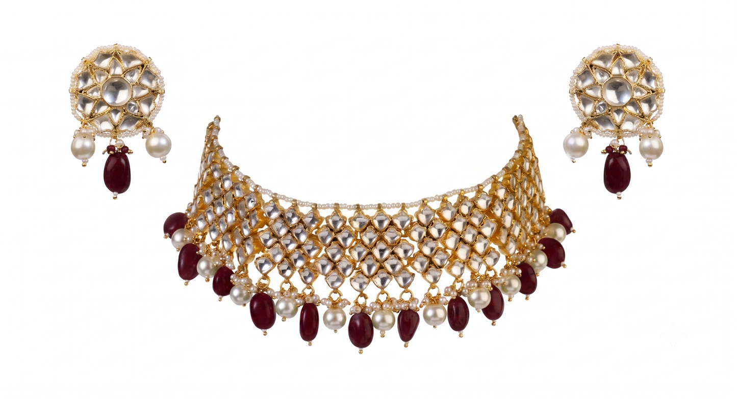 Gold Plated Choker Necklace Set